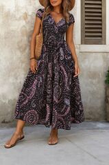 Kadın Kısa Yarasa Kanat Kollu V Yakalı Beli Büzgülü Süprem Elbise