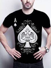 Erkekkısa Kollu Yuvarlak Yaka Desenli Viskon T-shirt