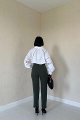 Haki Pensli Ve Dar Paça Pantolon