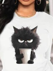 Kadın Uzun Kollu Bisiklet Yaka Baskılı Viskon Bluz