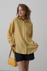 Çizgili Tek Cep Gömlek - Sarı