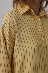 Çizgili Tek Cep Gömlek - Sarı