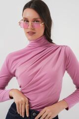 925 Büzgü Detaylı Sandy Bluz - Gül Kurusu