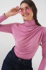 925 Büzgü Detaylı Sandy Bluz - Gül Kurusu