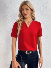 Kadın Kısa Kollu V Yakalı Ithal Krep Elbise