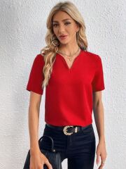 Kadın Kısa Kollu V Yakalı Ithal Krep Elbise