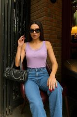 Kadın Dantel Detaylı Düğmeli Bluz