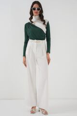 940 Büzgü Detaylı Sandy Bluz - Zümrüt Yeşili