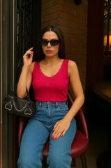 Kadın Dantel Detaylı Düğmeli Bluz