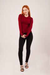 Uzun Kollu Basic Bordo Bluz