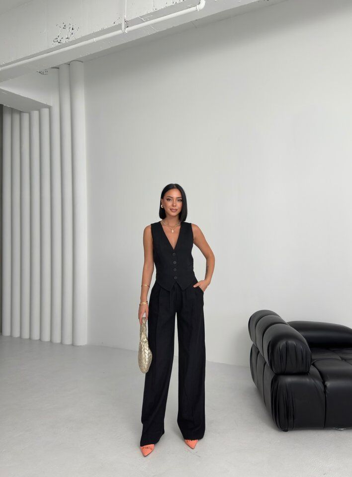 Keten Sirti Çapraz Geçi̇şli̇ Cepken Pantolon Takim