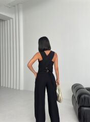 Keten Sirti Çapraz Geçi̇şli̇ Cepken Pantolon Takim