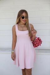 Kadın Kare Yaka Mini Elbise