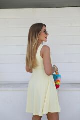 Kadın Kare Yaka Mini Elbise