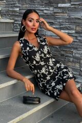 Nakışlı Yelek Şort Etekli Keten Takım 10226-08