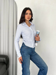 Uzun Kollu Yandan Bağlama Detaylı Gömlek - Beyaz