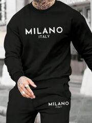 Erkek Uzun Kollu Baskı Detaylı Iki Iplik Takım