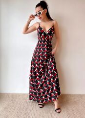 Kadın V Yaka Göğüs Ve Sırt Dekolteli Fırsat ürün Maxi Moy Elbise