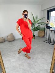 Kadın Bisiklet Yaka Paça Pensli Aerobin Kumaş İkili Takım