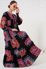 1947 Desenli Uzun Elbise - M. Kırmızı