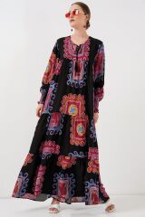 1947 Desenli Uzun Elbise - M. Kırmızı