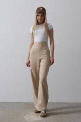 Beli Yarım Lastikli Palazzo Pantolon - Camel
