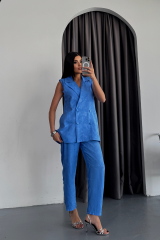 JAKAR KUMAŞ YELEK - PANTOLON TAKIM - Mavi