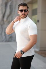 Erkek Yarım Balıkçı Yaka Kısa Kollu Tişört
