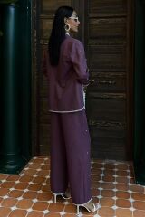 İnci Detaylı Ceket Pantolon Keten Takım 10124