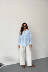 ÇİZGİLİ GÖMLEK - Mavi