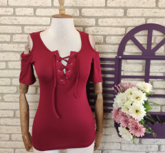 Kadın Bağcık Detaylı Viskon Kumaş Bluz 55cm