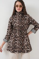 10322 Beli Büzgülü Trençkot - C. Kahverengi