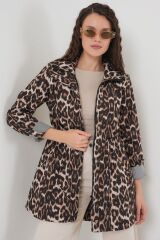 10322 Beli Büzgülü Trençkot - C. Kahverengi