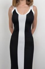 Çift Renk Yırtmaç Detay Elbise