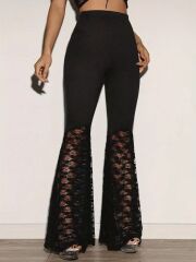 Kadın Yüksek Bel Dantel Detaylı Dalgıç Pantolon