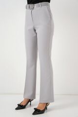 6538 Kemerli İspanyol Paça Pantolon - Gri