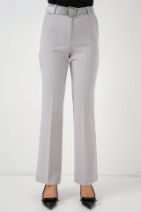 6538 Kemerli İspanyol Paça Pantolon - Gri