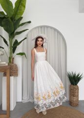 Mazi Çiçek Desenli Elbise