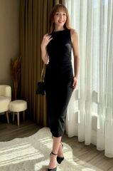 Kadın Sıfır Kol Sıfır Yaka Drape Detaylı Midi Janjan Krep Elbise