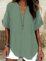 Kadın Kısa Kollu V Yakalı Aerobin Bluz