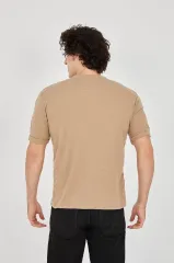 Unisex Jakar Kumaş Slim Fit T-Shirt - Kahverengi