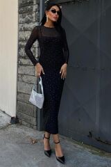 Taş İşlemeli Premium Tül Elbise 2829