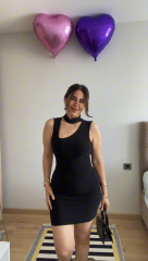 Kadın Asimetrik Yaka Sandy Kumaş Fırsat Ürün Diz Üstü Elbise