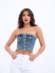 6285 KOT BLUZ-MAVİ