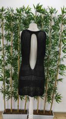 Kadın Kolsuz Derin Sırt Dekolteli Ajurlu Triko Pareo