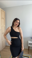 Kadın Asimetrik Kesim Sırt Ve Göbek Dekolteli Diz üstü Fırsat ürün Elbise