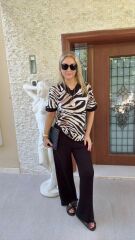 Kadın Zebra Desenli Ikili Takım