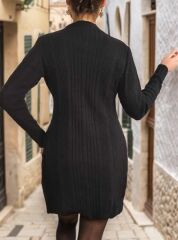 Kadın Uzun Kollu Bisiklet Yaka Iki Yandan Yırtmaç Detay Triko Bluz