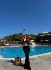 Kadın Mayo Kumaş Bağlamalı Crop Ve Maxi Boy Etek Ikili Takım