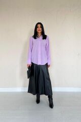 Lila Poplin Gömlek